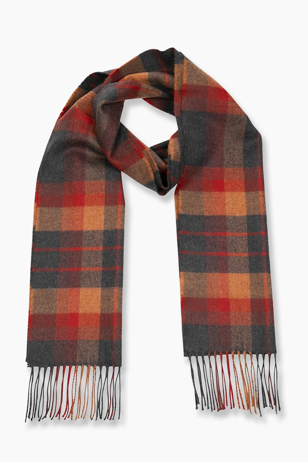Grande écharpe / Châle En Cachemire Mélangé - Couleurs Rouge Brique, Beige, Orange - Neuf Avec étiquettes